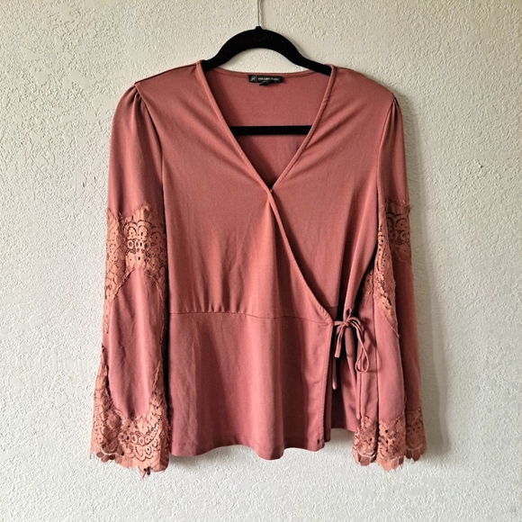 Adrianna Papell Tops - Adrianna Papell Mauve Wrap Blouse